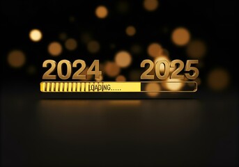 2024 Loading into 2025: A Golden New Year's Eve Countdown Progress Bar
