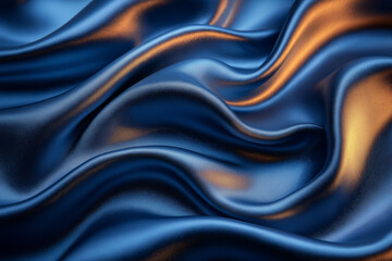 Fototapeta premium Luxurious deep blue satin fabric flows elegantly in soft waves under gentle light. Generative AI
