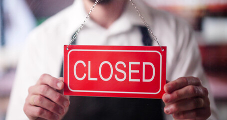 Closed Door Sign In Restaurant