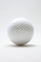 White field hockey ball with a dimpled surface on a white background