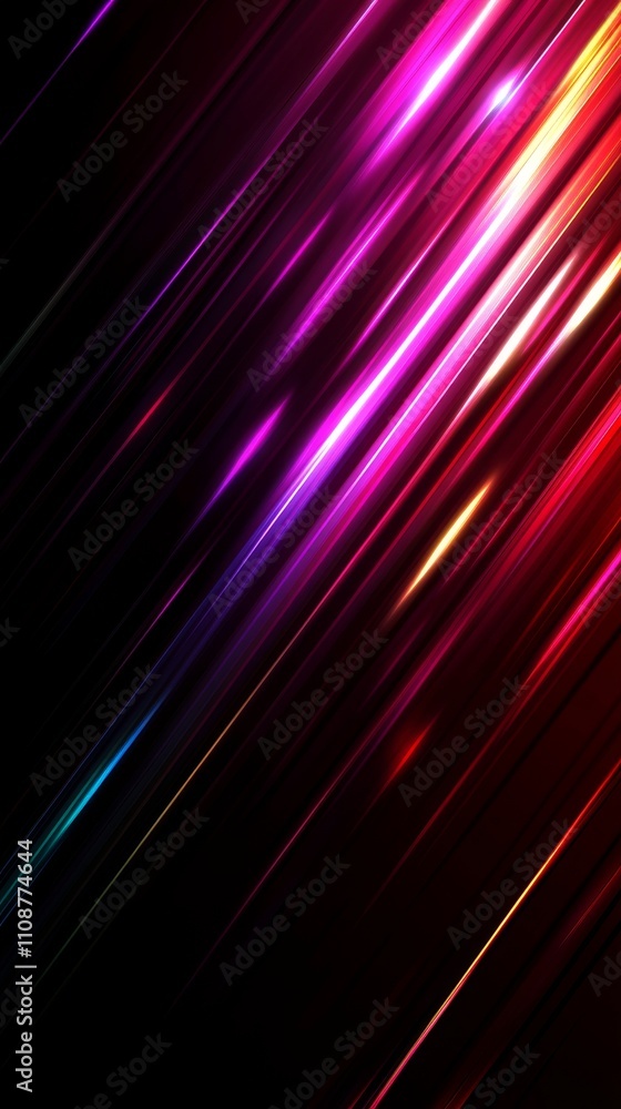 Poster vibrant abstract lines of pink and purple tones create a dynamic visual experience against a dark ba