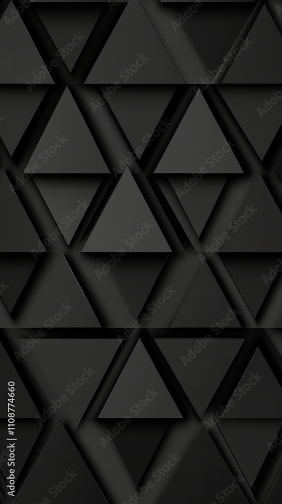 Poster a mesmerizing pattern of dark triangular shapes creating depth and texture.