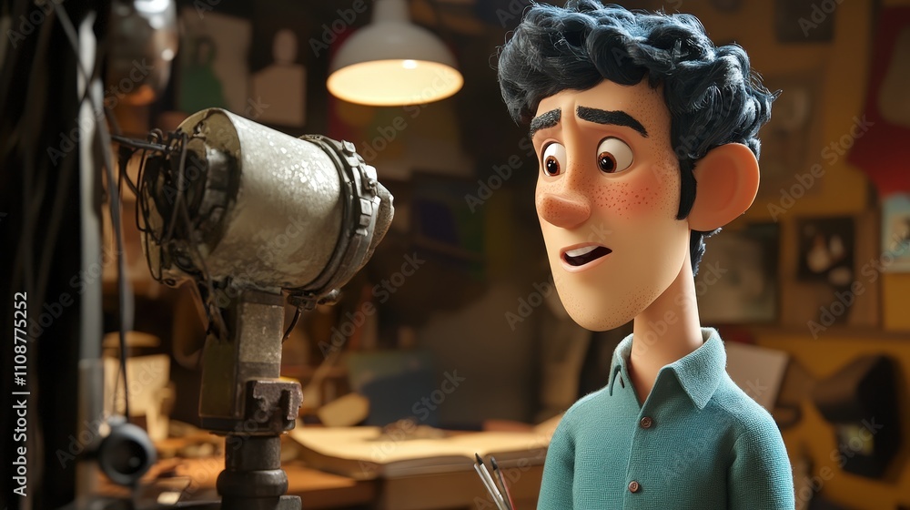 Poster a voice actor performs various character voices for an animated series, carefully crafting each voic