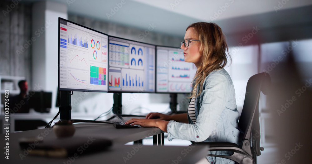 Leinwandbilder Data Analyst Using Data Analytics KPI