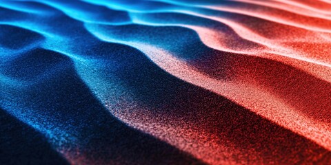 Sandy beach with blue and red sand