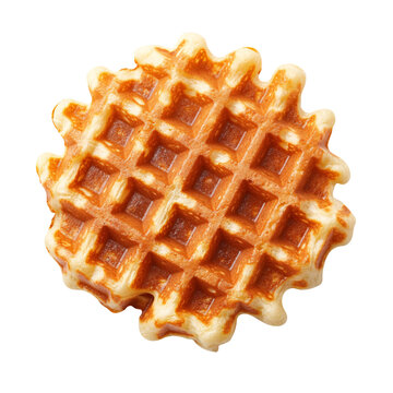 Belgian waffle isolated on white & transparent a background.