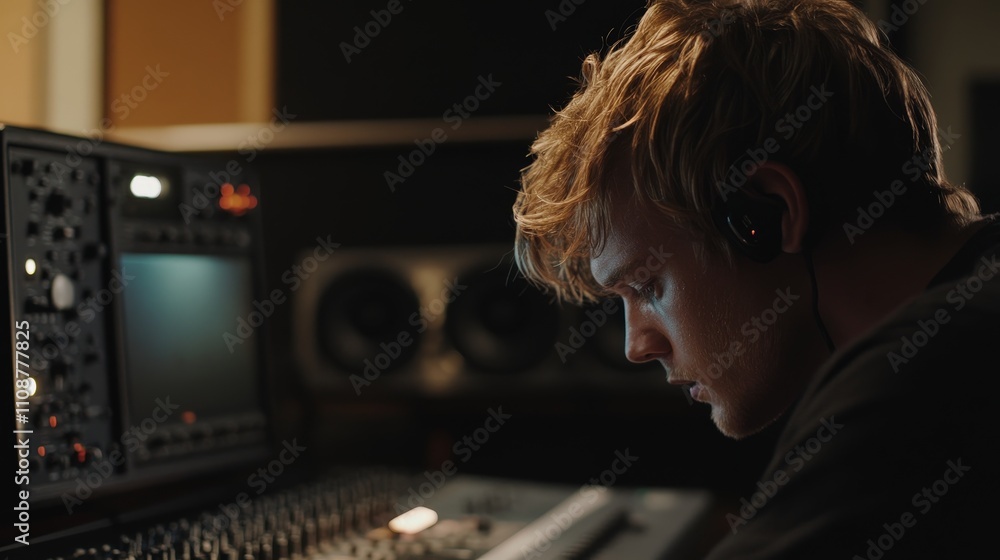 Poster a voice actor uses an audio interface with phantom power to ensure their condenser microphone receiv