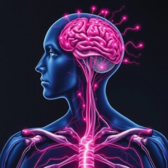 The design highlights the flow of the body and body augmentations, rendered in hyper-realistic digital art inspired by sci-fi elements.