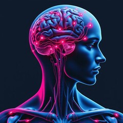 The design highlights the flow of the body and body augmentations, rendered in hyper-realistic digital art inspired by sci-fi elements.