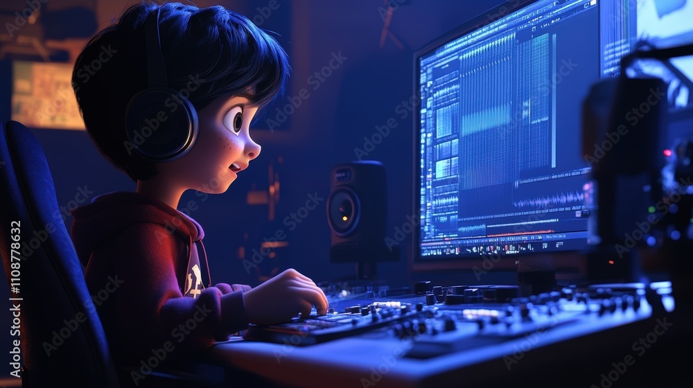 Poster a voice actor uses their vocal range to switch between deep, commanding tones and light, playful voi