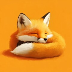 Obraz premium Fox Curled Up in Cozy Position