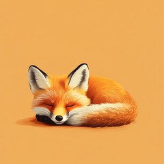 Obraz premium Fox Curled Up in Cozy Position