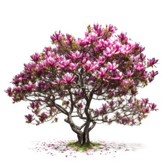 Obraz premium Blooming magnolia tree isolated on white.