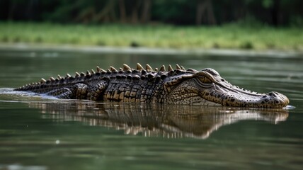 Naklejka premium Alligator in River