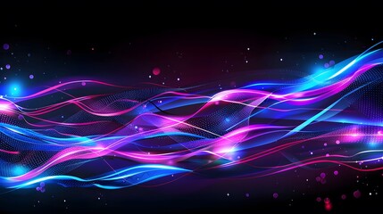 Obraz premium Abstract Neon Waves Flowing Through Dark Space