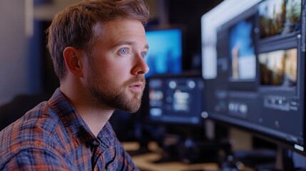 High-quality video production with filmmakers in an advanced studio, equipped with top-notch film technology