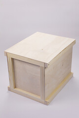 Wooden box or box for packing New Year's gifts, packaging for Christmas or birthday gift, made of wood and plywood