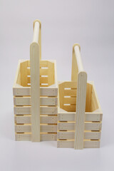Wooden box or box for packing New Year's gifts, packaging for Christmas or birthday gift, made of wood and plywood