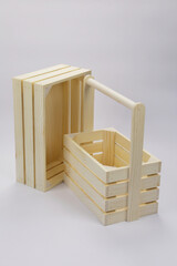 Wooden box or box for packing New Year's gifts, packaging for Christmas or birthday gift, made of wood and plywood