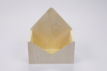 A gift box made of wood for packaging or a box made of plywood made of natural material