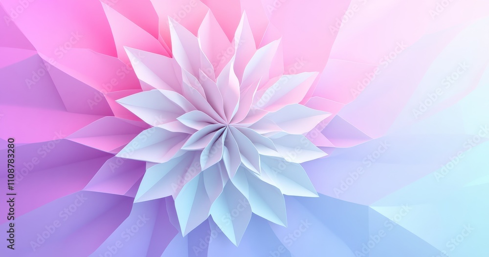 Poster elegant paper flower design with soft pastel colors and geometric patterns for modern backgrounds an