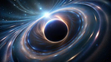 Obraz premium Black hole with radiant light in deep space