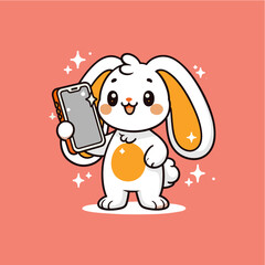 The Tech-Savvy Bunny: A Cartoon Rabbit with a Smartphone