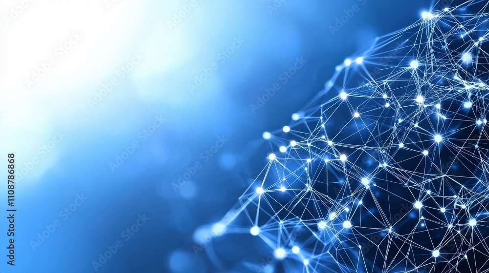 Aufkleber futuristic digital network glowing nodes lines data connection technology communicat