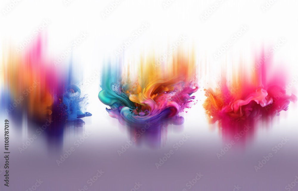 Poster three vibrant and abstract colorful swirls isolated on a white background.
