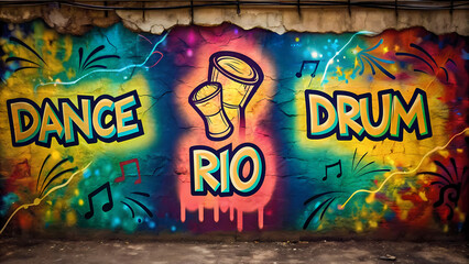 Artistic Rio carnival drum design with bold colors