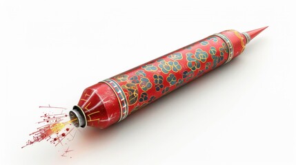 Chinese New Year firework rocket, isolate on white background, symbolizing celebration,