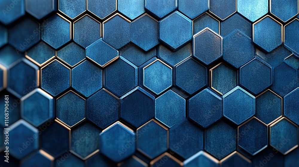 Poster abstract dark blue hexagon pattern background texture.