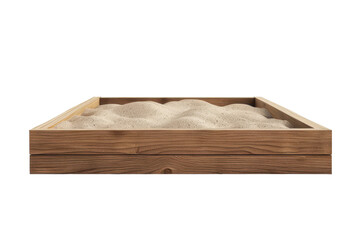 Sand box made of wood providing a safe play area for children outdoors in a backyard setting