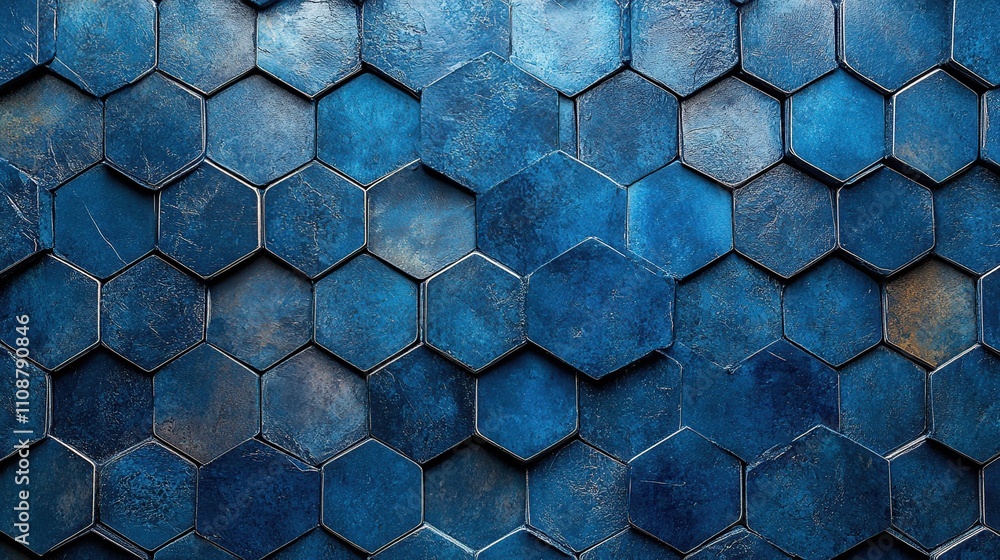 Aufkleber abstract blue hexagon pattern background texture.