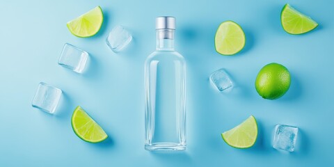 Minimalistic Aerial View of Clear Vodka in Elegant Glass with Soft Lighting