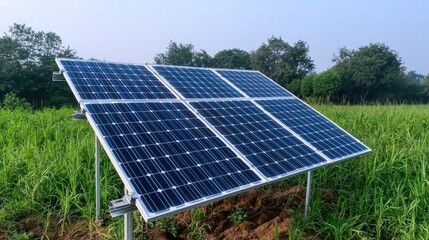 Rural Solar Panel Farm  Clean Energy  Sustainable Power  Renewable Resources