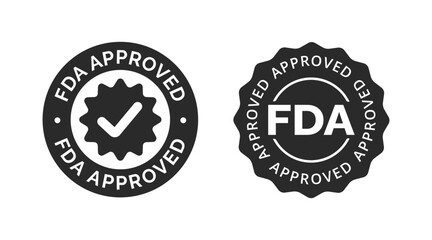 FDA approved vector icon. Food and drugs administration badge labels
