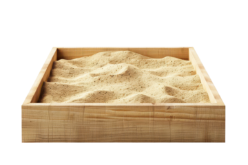 Sandbox design creates a textured landscape for children to explore and play outdoors in vibrant and natural settings