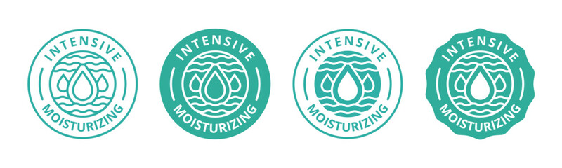 Hydration moisturizer logo badge label. Intensive moisturizing water drop vector icon for skin care product