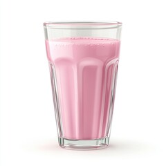 glass with pink milk Isolated on White Background Generative AI