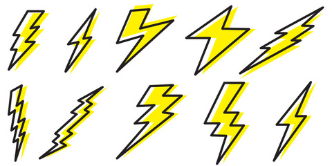 Flash icon. Lightning Bolt icon.