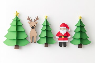 New Year tree and Santa Claus vector illustration poster with decorated spruce fir and Saint Nicholas character vector illustration isolated on white
