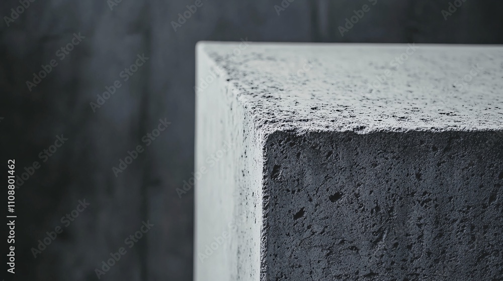 Aufkleber Concrete cube standing on dark background creating modern atmosphere