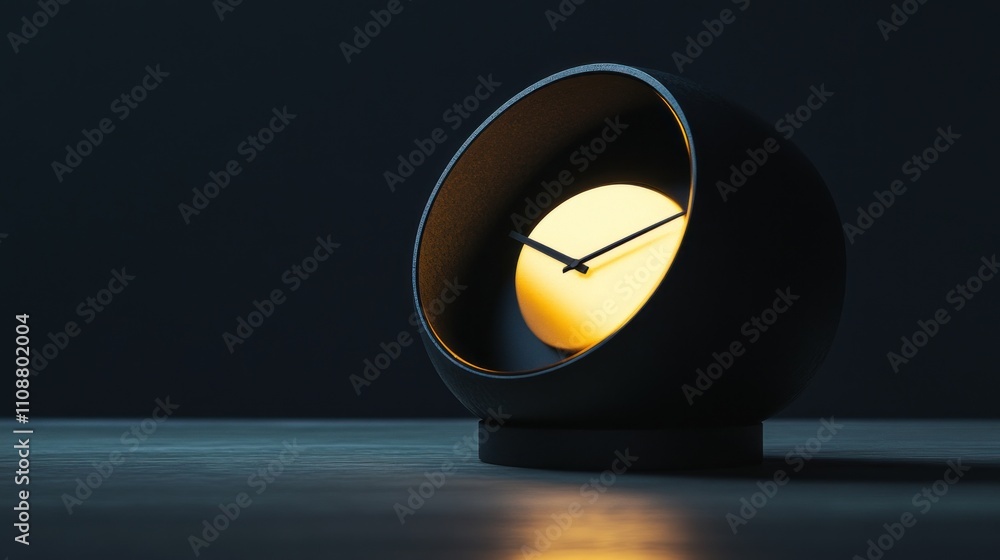 Poster modern minimalist clock design with glowing face