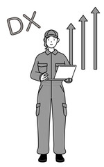 Image of DX, A mechanic woman in coveralls who has successfully improved her business