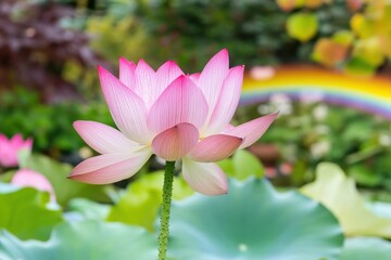 Fototapeta premium Magical Flower in Colorful Garden with Soft Light