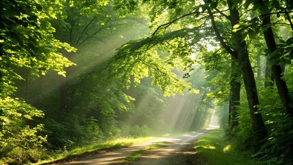 Fototapeta premium Sun rays through the forest