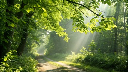 Obraz premium Sun rays through the forest