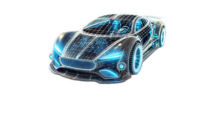 Isolated futuristic wireframe AR car  wireframe concept, AI Generated