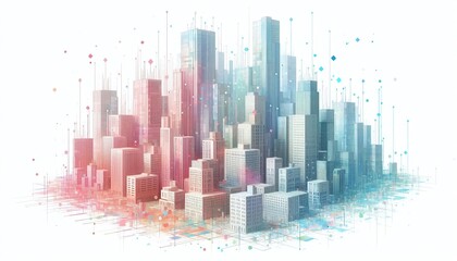 Fototapeta premium color illustration of a city on a white background 